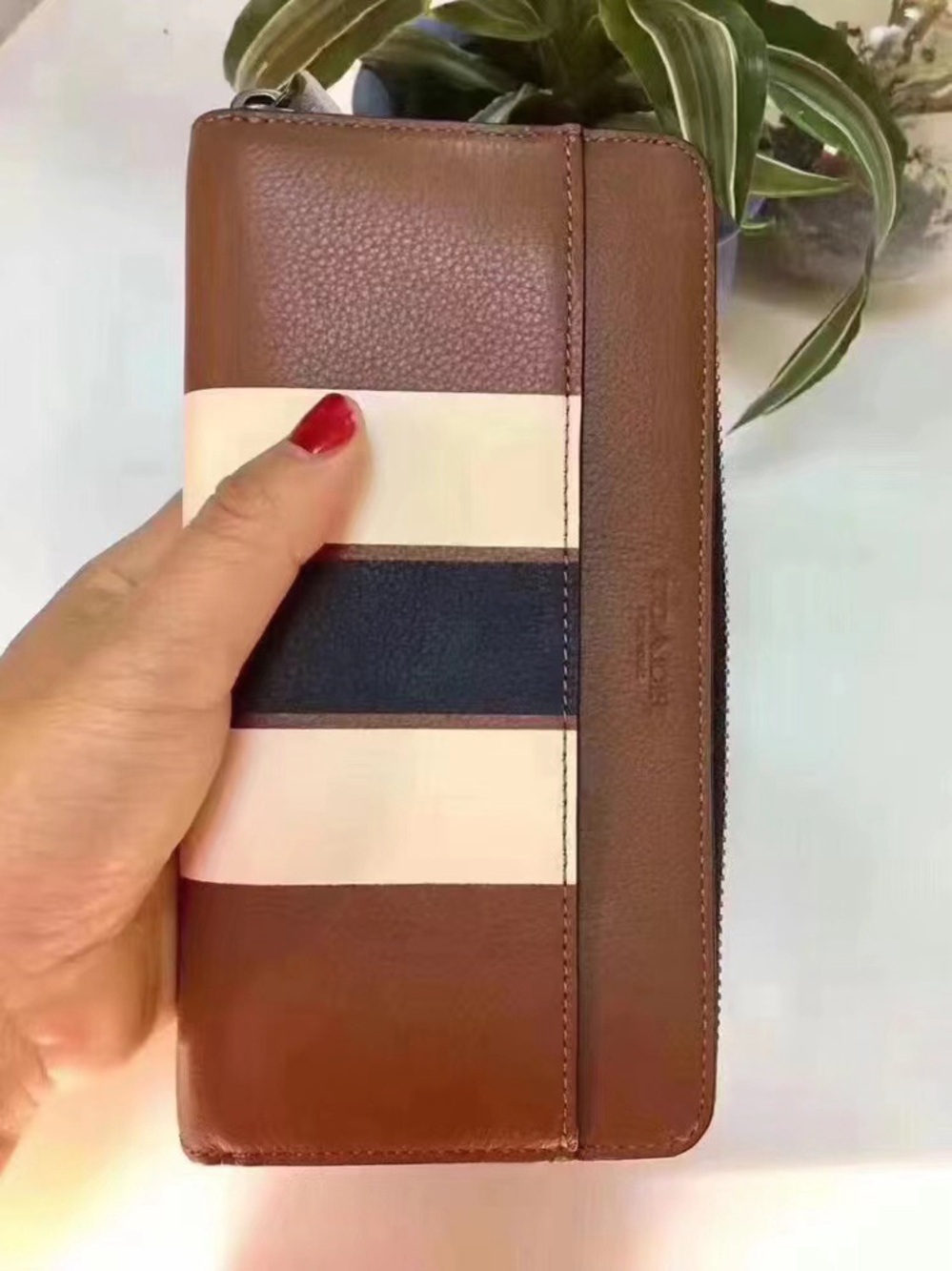 Coach Accordion Zip Wallet in Varsity Leather – F58109